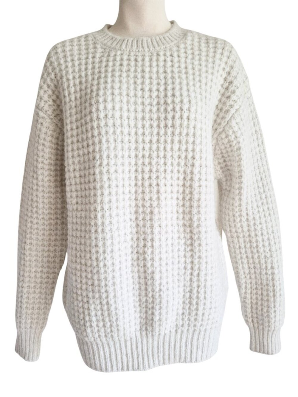Zara Alpaca Blend Sweater Chunky Fuzzy Oversized Off White Color Size S
